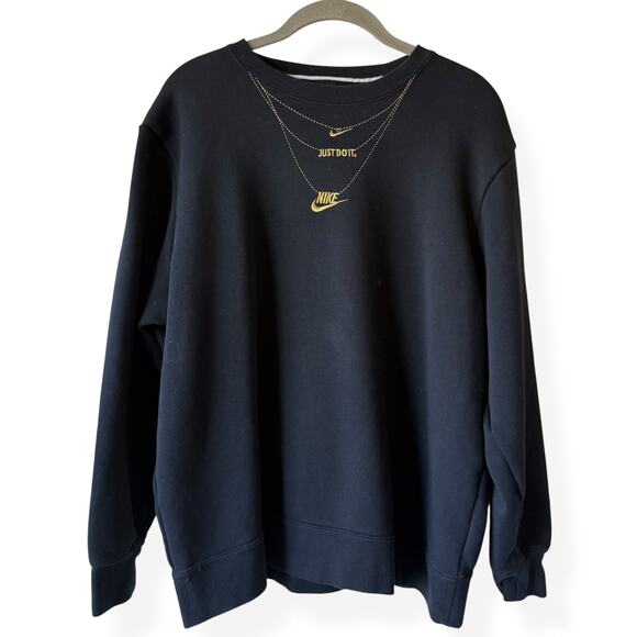 Nike Tops - Nike Womens Black Glam Dunk Gold Chain Pullover Sweatshirt Medium